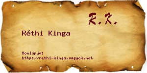 Réthi Kinga névjegykártya